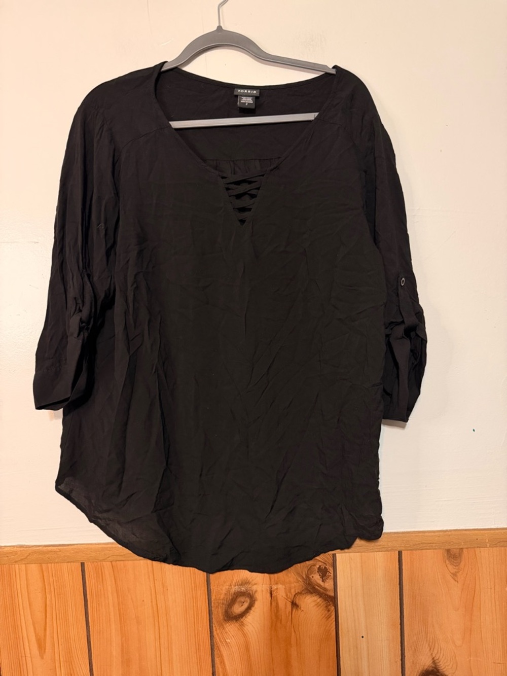 torrid Black Crisscross V-Neck Tunic Top